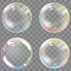 Transparent colored soap or water bubbles.