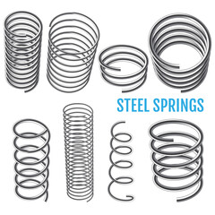Steel springs. Spiral spring set.