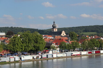 city shape of marktheidenfeld during laurenzi in summer