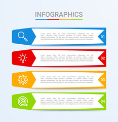 Business data visualization, infographic template with 4 steps on blue background, vector illustration