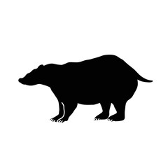 Badger vector silhouette. Woodland animal, standing in profile.