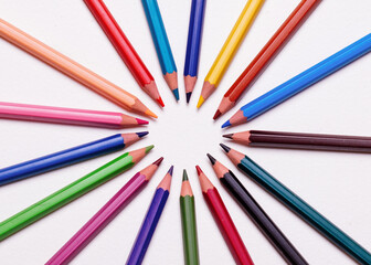 Fototapeta premium colored pencils on white background