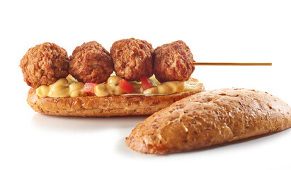toasted bread with meat balls