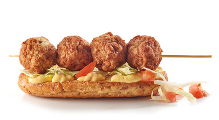 toasted bread with meat balls