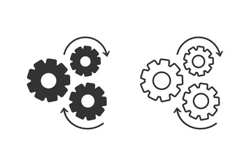 Gear line icon set vector, flat design vector icon