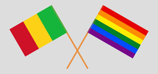 Crossed flags of Mali and LGBTQ
