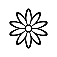 Flower icon. Black contour silhouette. Vector flat linear graphic hand drawn illustration. The isolated object on a white background. Isolate.