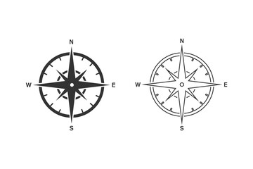 Compass line icon set Template vector icon illustration design