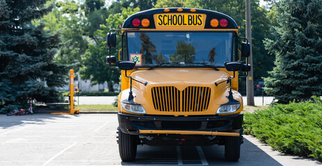 Yellow school bus on the street