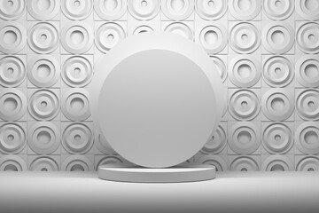 Round presentation mockup template stand on the background of pattern with round circle shapes
