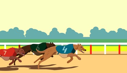 Greyhound Dog Race Racing Dogs. Vector illustration