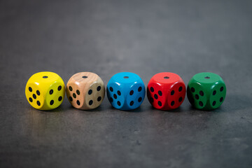 multicolored dice on the table