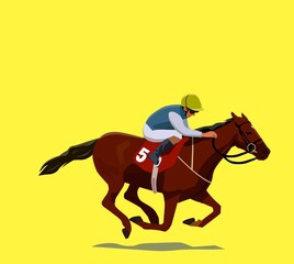 Abstract Motion Blur Horse Race vector illustration in cartoon style.