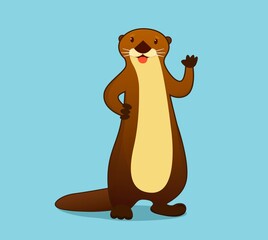 Oriental small-clawed otter, Amblonyx Cinereus, 5 years old, standing in front of white background