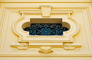 Ornament at the ancient facade, downtown Rio