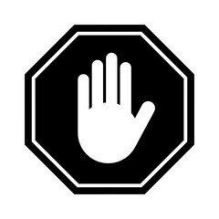 Stop Sign with Hand Icon. Vector Image.