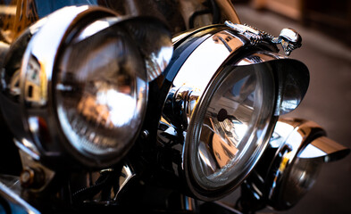 Beautiful details of a black motorcycle