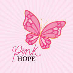 butterfly of pink hope design, Breast cancer awareness theme Vector illustration