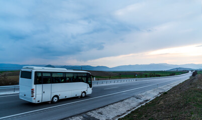 Fototapeta premium Bus in motion on the highway