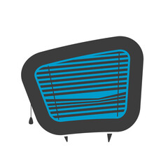 retro cartoon logo of tv screen with blinds