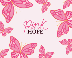 butterflies of pink hope design, Breast cancer awareness theme Vector illustration