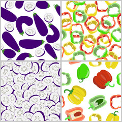 Set of four vegetable seamless patterns