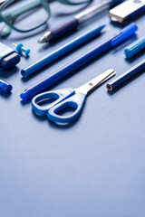 Stationery on a colored background.