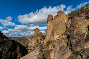 Flow-Banded Rhyolite Volcanic Spires on The High Peaks Trail, Pinnacles National Park, California, USA