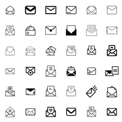 Message and envelope icon vector collection