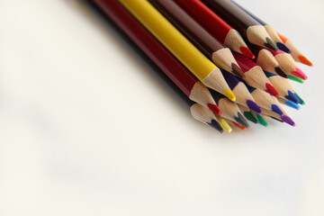 color pencils on white background