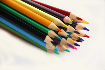 color pencils on white background