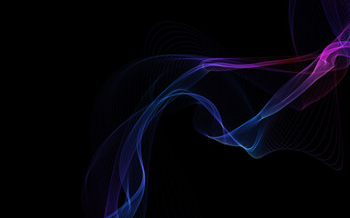 Naklejka premium Dark abstract background with a glowing abstract waves