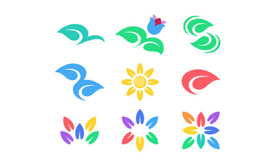 Modern flower leaf colorful collection logo design vector