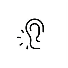 Ear icon. Hearing symbol vector icon
