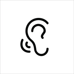 Naklejka premium Ear icon. Hearing symbol vector icon