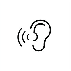 Ear icon. Hearing symbol vector icon