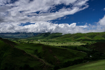 landscape with mountains and clouds