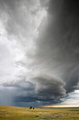 Stormy prairie landscape