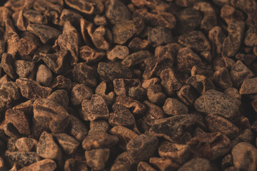 Macro close up picture of Raw Cacao nibs