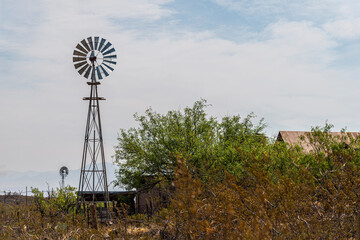 Ranch Scene with Two Windmills