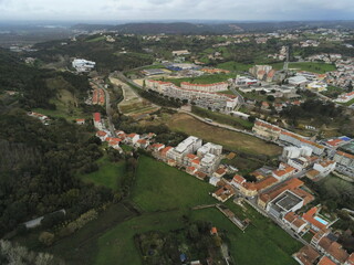 Fototapeta na wymiar Aerial view of Alcobaca Monastery in Portugal.. UNESCO World Heritage Site