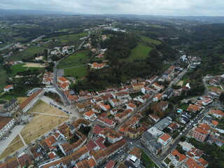 Aerial view of Alcobaca Monastery in Portugal.. UNESCO World Heritage Site