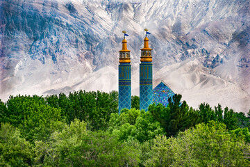 Iran, in the oasis of Rayan ( district of Kerman), In the middle of the desert the beautiful blue...