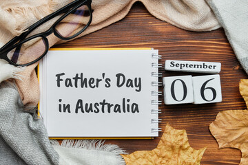 Father Day in Australia of autumn month calendar september