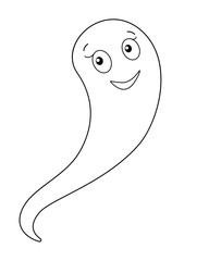 Cheerful ghost - vector linear picture for coloring. Ghost is an element for a coloring book. Outline. Spirit - Halloween picture