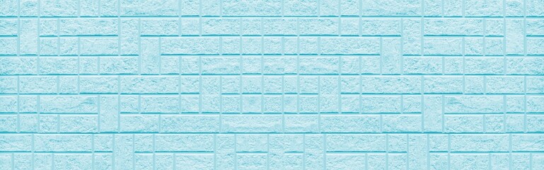 Panorama of Modern blue pastel stone wall with stripes texture and seamless background