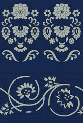 cute floral border pattern on  navy background