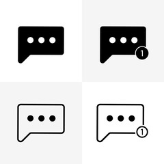 vector illustration icon chat in flat black and line