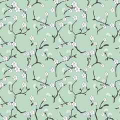 seamless vector flowers with leaves pattern on  background