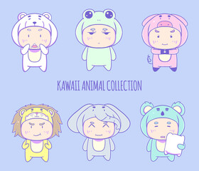 Obraz premium Hand drawn kawaii animal costume character illustration